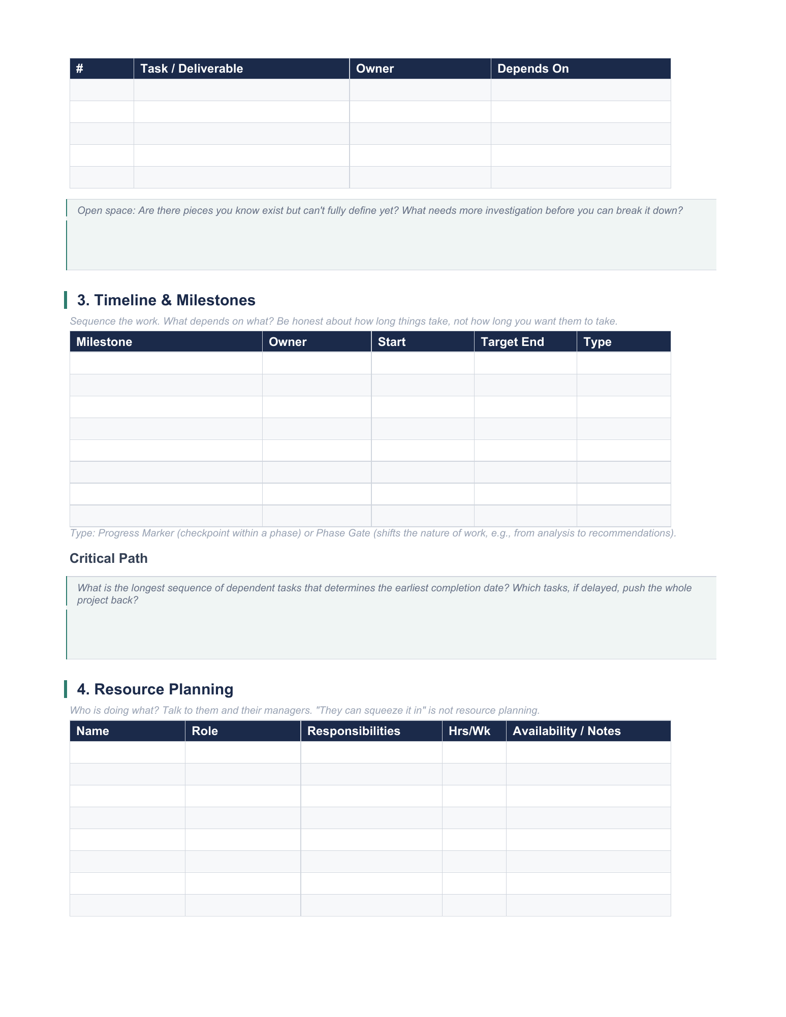 Planning Workbook, page 2. Full template text is available in reading view.